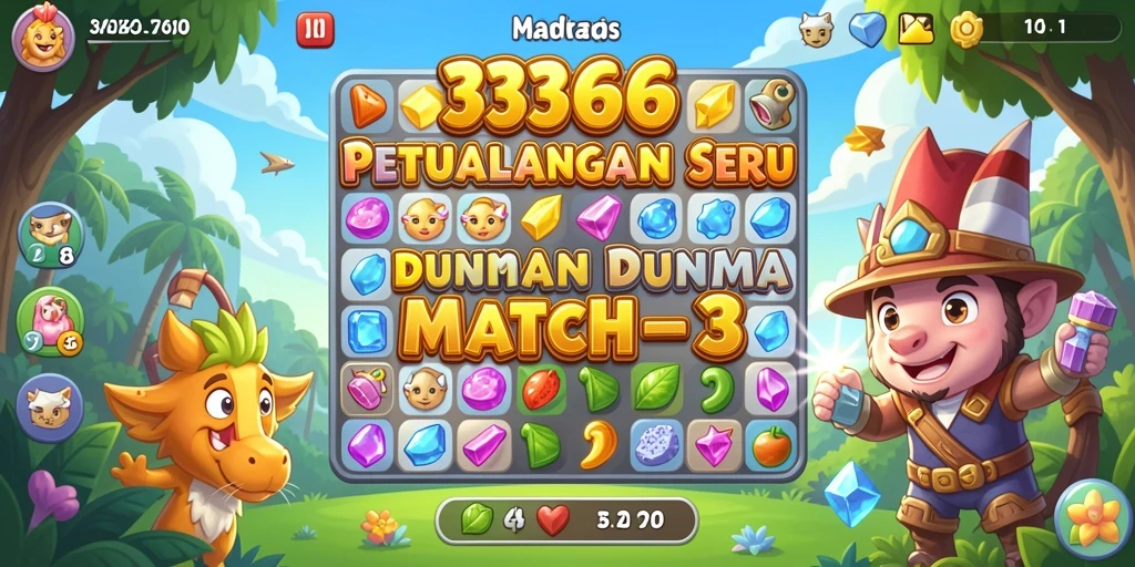 Tangkapan layar permainan 333666 menampilkan aksi mencocokkan elemen yang seru.