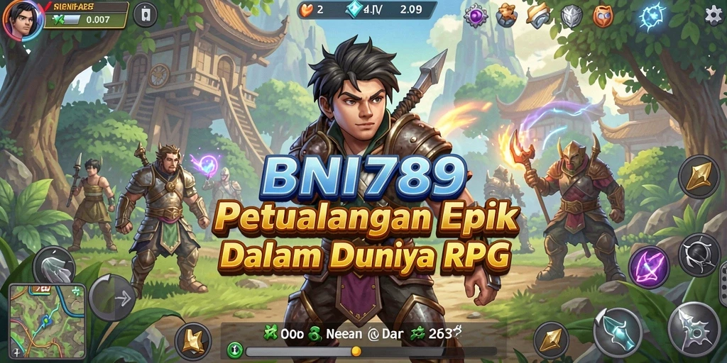 Screenshot gameplay BNI789 yang menunjukkan pertarungan seru dalam dunia RPG.
