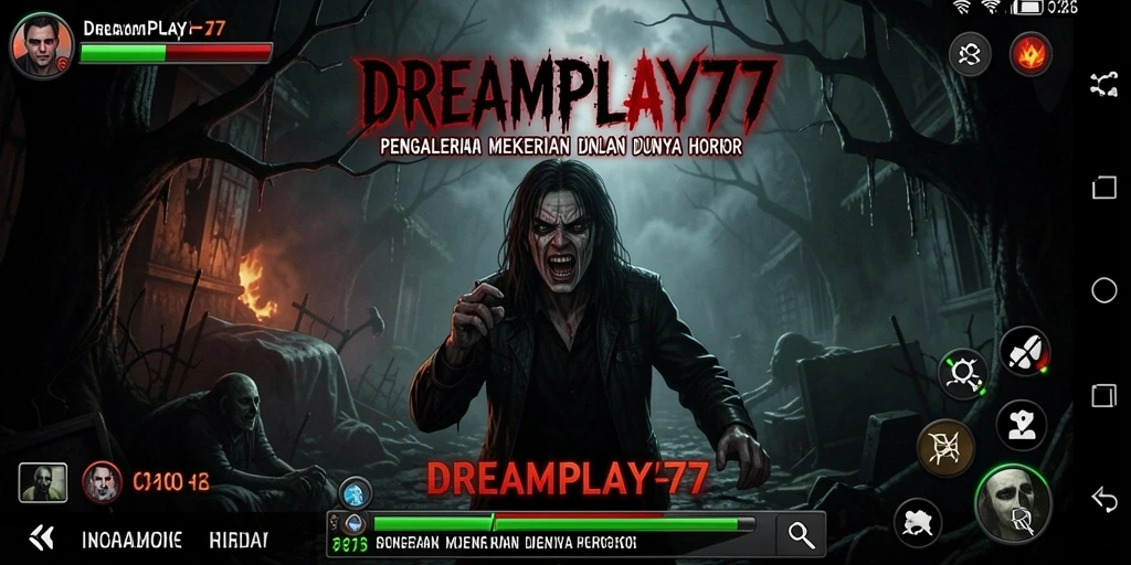 Screenshot gameplay dari DREAMPLAY77 dengan suasana mencekam.