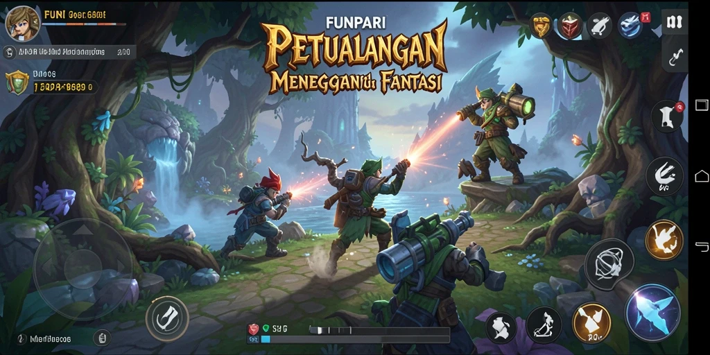 Tampilan gameplay <strong>FUNPARI</strong> menunjukkan petualangan seru di dunia fantasi.