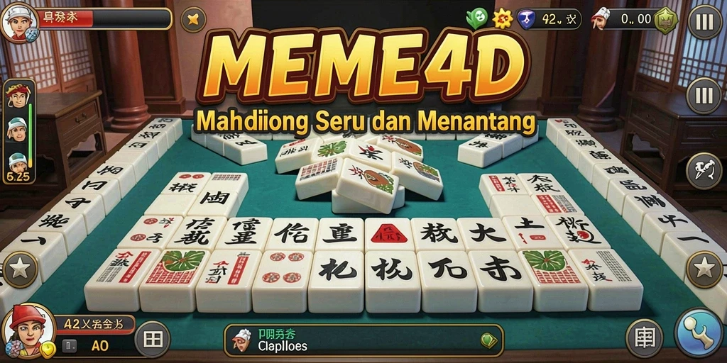 Tampilan gameplay seru dalam MEME4D yang menampilkan strategi Mahjong.