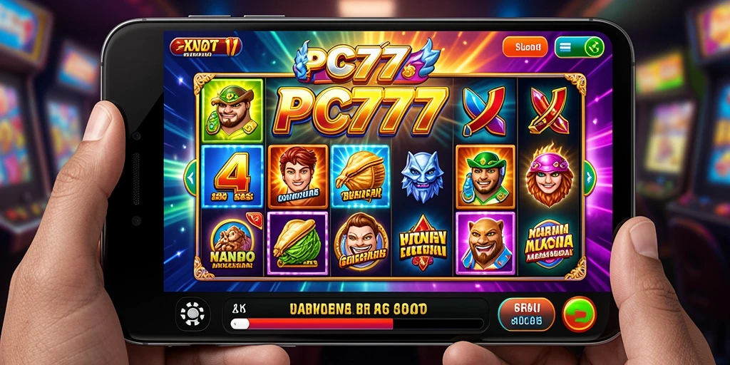 Screenshot gameplay seru PC777 yang menampilkan gulungan slot.