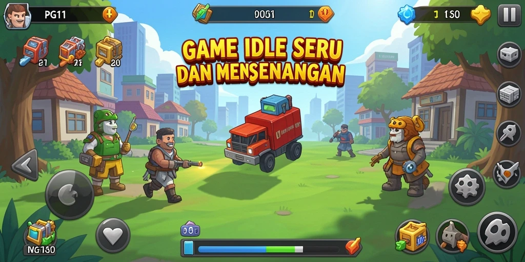 Tangkapan layar PG11 menampilkan gameplay Idle menarik dan karakter yang berwarna.