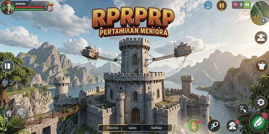 Tampilan gameplay RPRPRP yang menegangkan di setiap level Tower Defense.