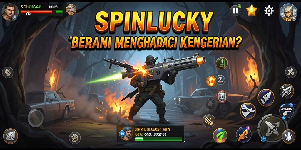 Tampilan gameplay SPINLUCKY yang menakutkan dan penuh ketegangan.