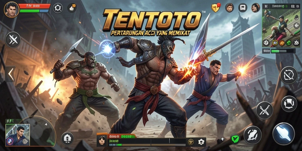 Screenshot TENTOTO menampilkan aksi pertarungan yang mendebarkan dan dinamis.